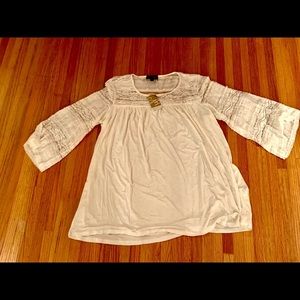 Suzanne Betro ivory white top brand new with tag lace sleeves